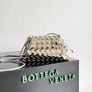 Fortok Bottega Veneta Mini Pouch Intrecciato Metallic Clutch Bag Silver 22x12x7cm - 1