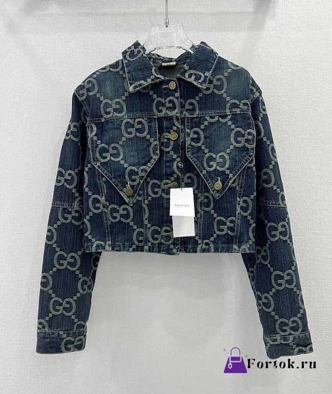 Fortok Gucci 24 GG Jacquard Blue Denim Jacket - 1