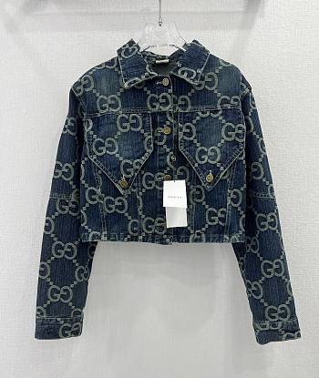 Fortok Gucci 24 GG Jacquard Blue Denim Jacket