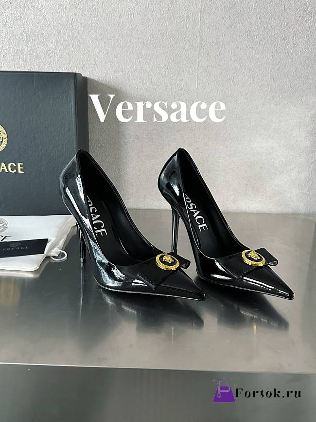 Fortok Versace Gianni Ribbon High Heels Black - 1