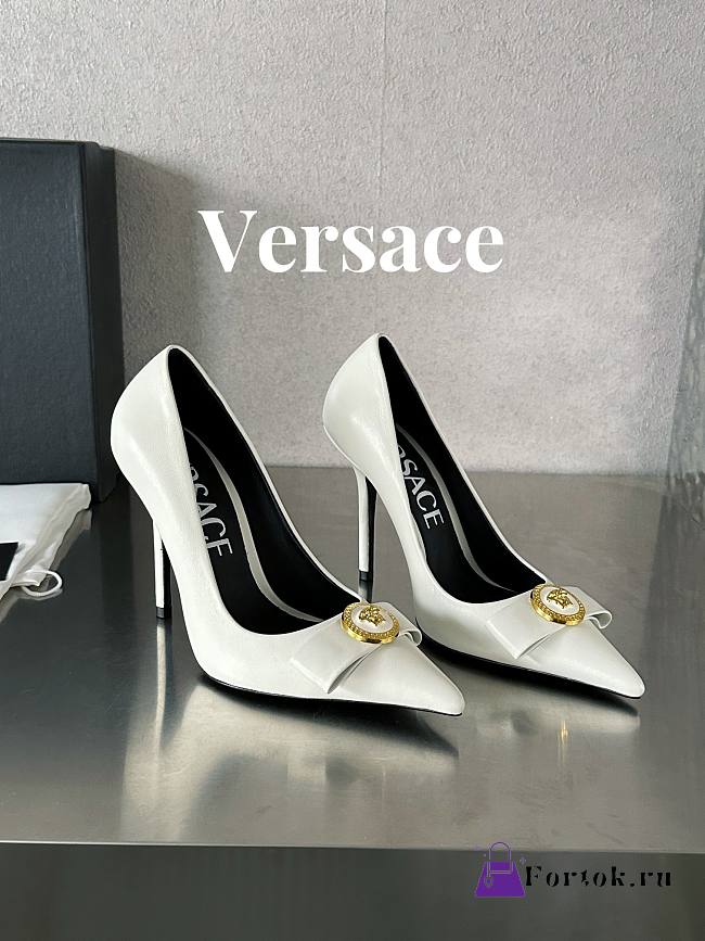 Fortok Versace Gianni Ribbon High Heels White - 1