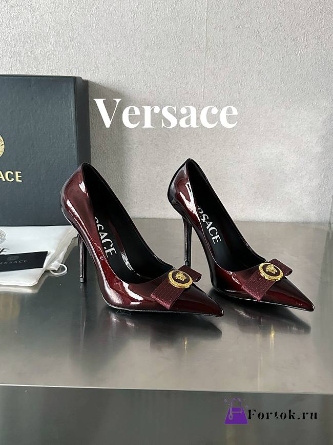 Fortok Versace Gianni Ribbon High Heels Burgundy - 1
