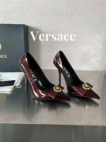 Fortok Versace Gianni Ribbon High Heels Burgundy