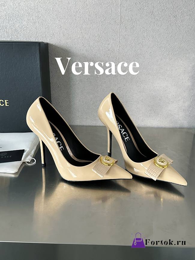 Fortok Versace Gianni Ribbon High Heels Beige - 1
