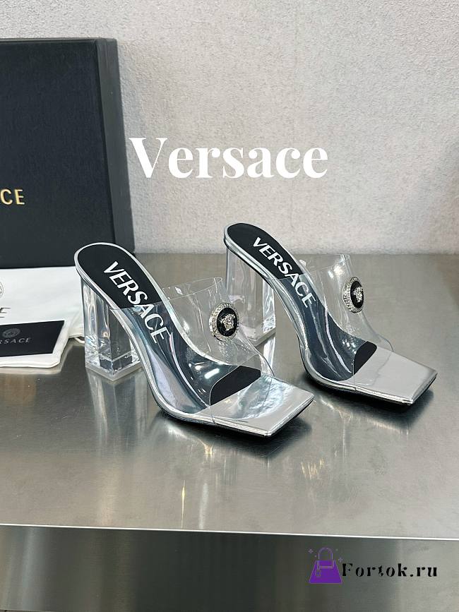 Fortok Versace Gianni Ribbon Mules Silver - 1
