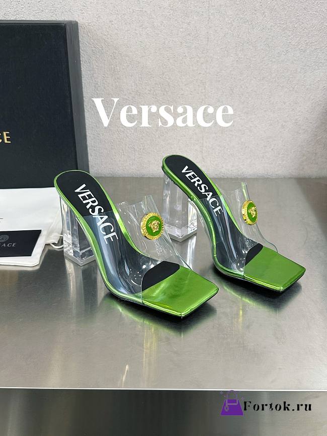 Fortok Versace Gianni Ribbon Mules Green - 1