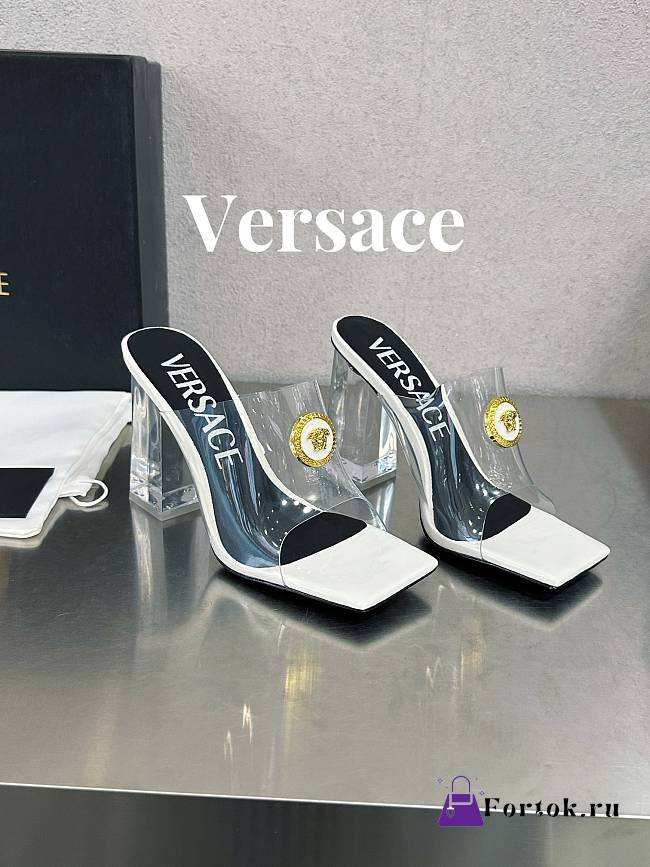 Fortok Versace Gianni Ribbon Mules White - 1