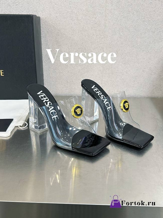 Fortok Versace Gianni Ribbon Mules Black - 1