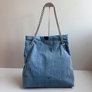 Fortok Balenciaga Crush Tote Bag Blue Denim 39x14x46cm - 1