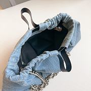 Fortok Balenciaga Crush Tote Bag Blue Denim 39x14x46cm - 6