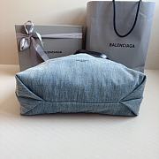 Fortok Balenciaga Crush Tote Bag Blue Denim 39x14x46cm - 4