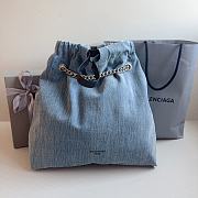 Fortok Balenciaga Crush Tote Bag Blue Denim 39x14x46cm - 5