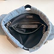 Fortok Balenciaga Crush Tote Bag Blue Denim 39x14x46cm - 2