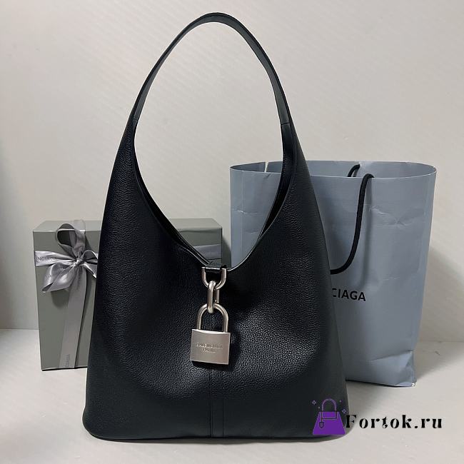 Fortok Balenciaga Locker Hobo Bag Black 35x10x26cm - 1