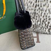 Fortok Goyardine Rabbit Rex Fur Reversible Mini Tote Bag Black 20cm - 2