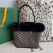 Fortok Goyardine Rabbit Rex Fur Reversible Mini Tote Bag Black 20cm - 3