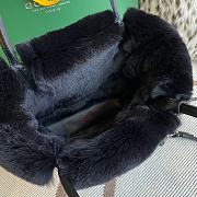 Fortok Goyardine Rabbit Rex Fur Reversible Mini Tote Bag Black 20cm - 5