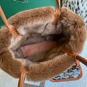 Fortok Goyardine Rabbit Rex Fur Reversible Mini Tote Bag Brown 20cm - 4