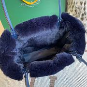 Fortok Goyardine Rabbit Rex Fur Reversible Mini Tote Bag Dark Blue 20cm - 4