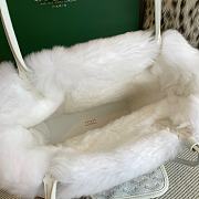Fortok Goyardine Rabbit Rex Fur Reversible Mini Tote Bag White 20cm - 6