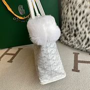 Fortok Goyardine Rabbit Rex Fur Reversible Mini Tote Bag White 20cm - 3