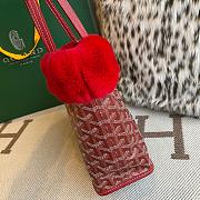 Fortok Goyardine Rabbit Rex Fur Reversible Mini Tote Bag Red 20cm - 5