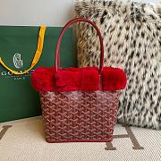 Fortok Goyardine Rabbit Rex Fur Reversible Mini Tote Bag Red 20cm - 4