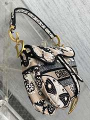 Fortok Dior Beige Butterfly Bandana Emroidery Saddle Bag 25cm - 2