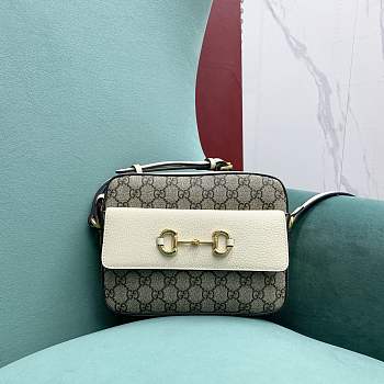 Fortok Gucci Horsebit 1955 Crossbody Bag In White 645454 23x17x6cm