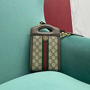 Fortok Gucci Logo Plaque Ophidia Mini Top Handle Bag Brown 699770 14x 22.5x4.5cm - 1