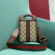 Fortok Gucci Logo Plaque Ophidia Mini Top Handle Bag Brown 699770 14x 22.5x4.5cm - 5