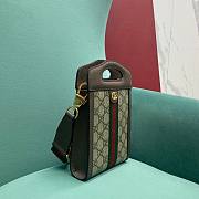 Fortok Gucci Logo Plaque Ophidia Mini Top Handle Bag Brown 699770 14x 22.5x4.5cm - 4