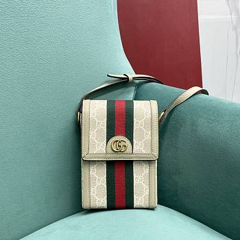 Fortok Gucci Canvas Ophidia GG Mini Bag in White 496056 11.5x5x17cm