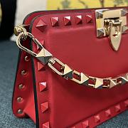 Fortok Valentino Garavani Rockstud Leather Clutch Bag Red 28cm - 6