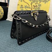 Fortok Valentino Garavani Rockstud Leather Clutch Bag Black 28cm - 6