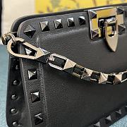 Fortok Valentino Garavani Rockstud Leather Clutch Bag Black 28cm - 4