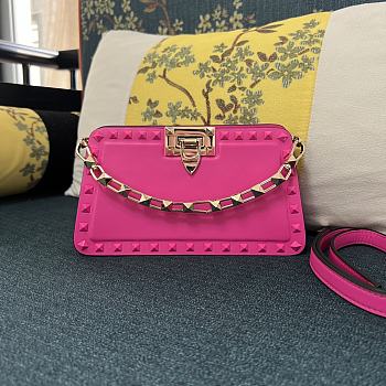 Fortok Valentino Garavani Rockstud Leather Clutch Bag Pink 28cm