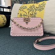 Fortok Valentino Garavani Rockstud Leather Clutch Bag Light Pink 28cm - 1