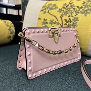 Fortok Valentino Garavani Rockstud Leather Clutch Bag Light Pink 28cm - 2