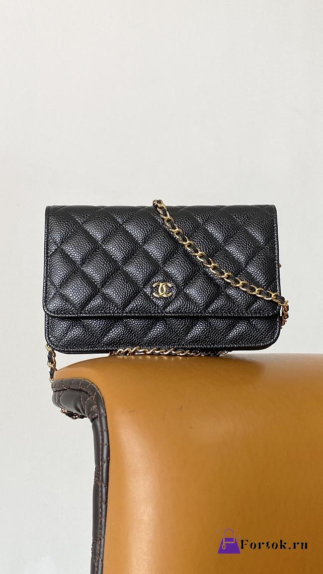 Fortok Chanel Classic Woc Caviar Leather Bag Black 20x13x3cm - 1