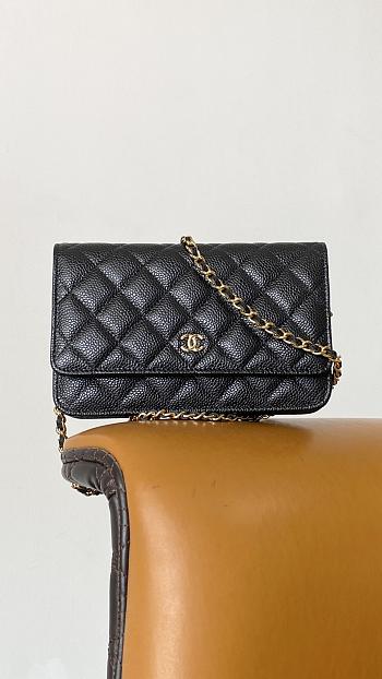 Fortok Chanel Classic Woc Caviar Leather Bag Black 20x13x3cm