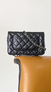 Fortok Chanel Classic Woc Caviar Leather Bag Black 20x13x3cm - 3