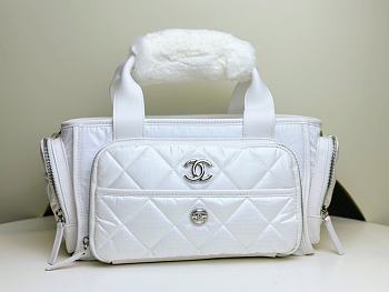 Fortok Chanel Coco Neige Travel Bag White 16x35x20cm