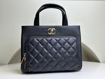 Fortok Chanel Small Shopping 2way Hand Shoulder Bag Caviar Skin Black 26x20x13cm