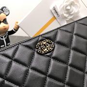 Fortok Chanel Quilted Black Lambskin Leather CC Logo Pouch 27x18cm - 4