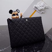 Fortok Chanel Black Caviar Leather Clutch 29x20cm - 4