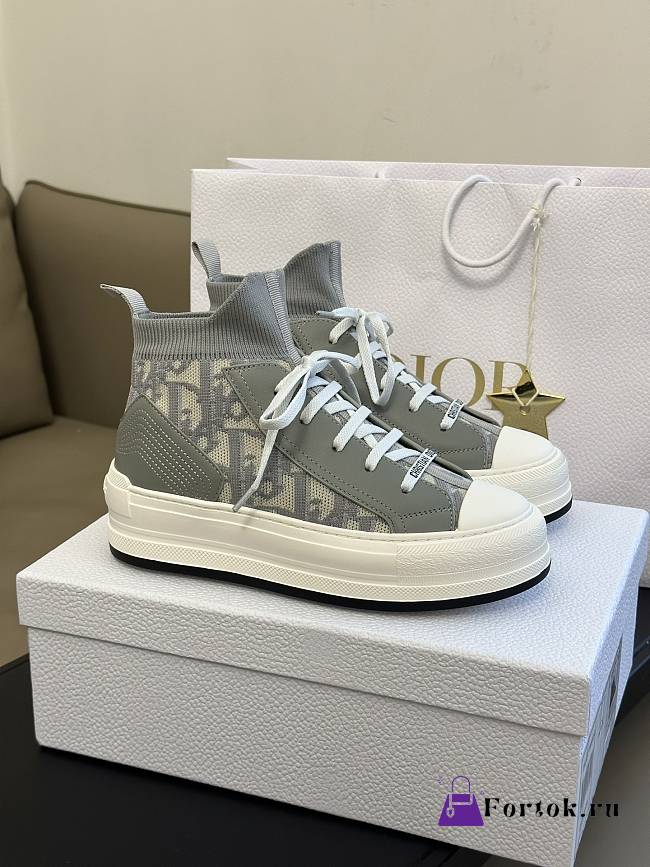 Fortok Dior Walk'n' Canvas & Leather Sneaker In Grey - 1