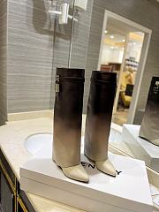 Fortok Givenchy Box Calfskin Shark Lock Pant Boots 38 Brown Beige - 1