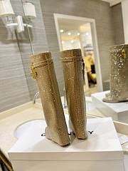 Fortok Givenchy Shark Lock Boots In Gold Satin With Strass Blond - 6