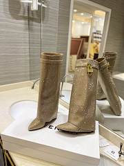 Fortok Givenchy Shark Lock Boots In Gold Satin With Strass Blond - 5
